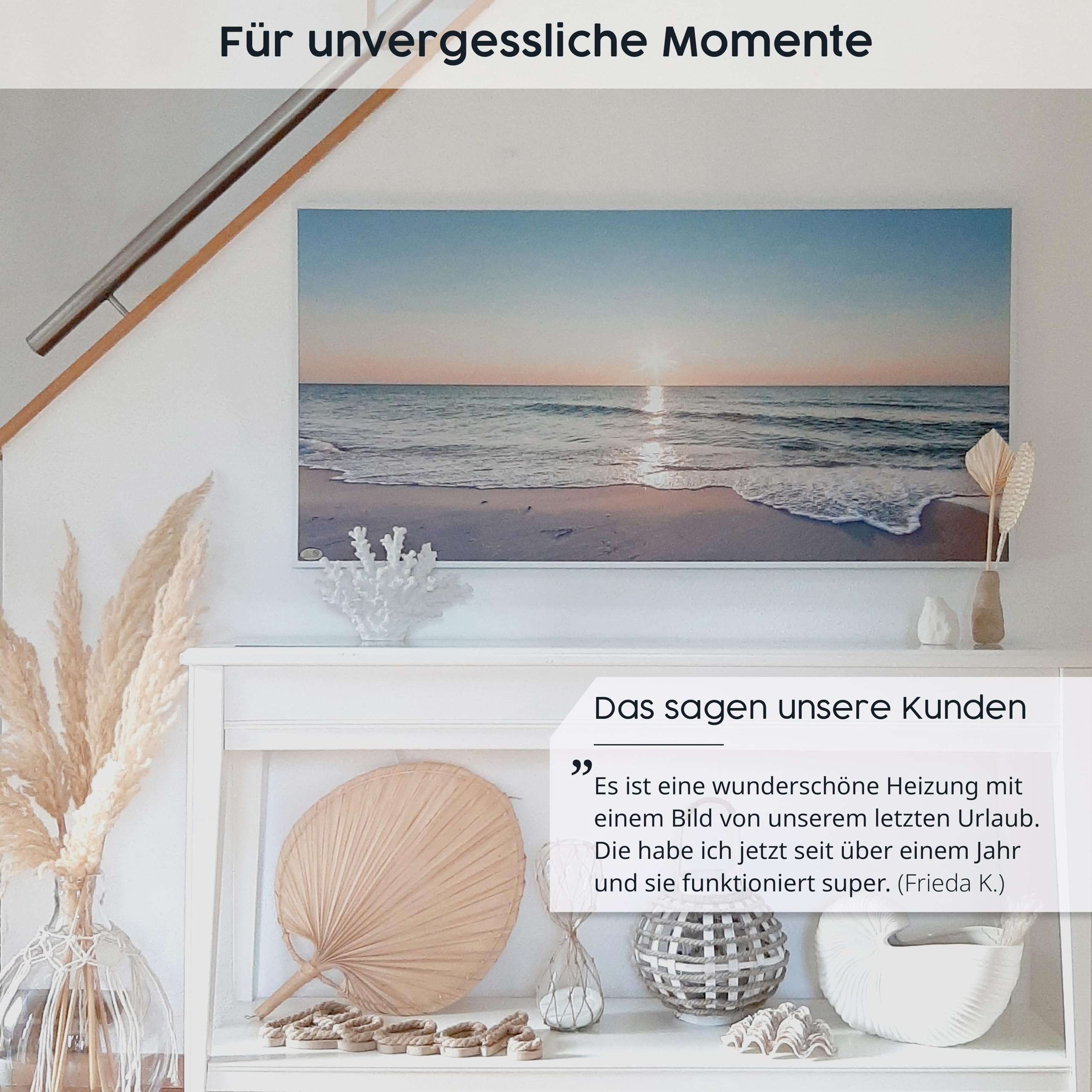 Könighaus Panorama Bildheizung 1200 Watt Infrarot Wandheizung Smart Thermostat 18-29 m² weißer Rahmen Sternenhimmel 2 TÜV SÜD
