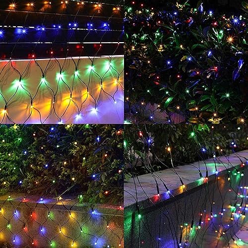 Miniatura 4 de Dazzle Bright Luces de red de Navidad, 360 luces LED de 12 x 5 pies, cable verde, impermeable, conectables, con 8 modos, luces de Navidad al aire