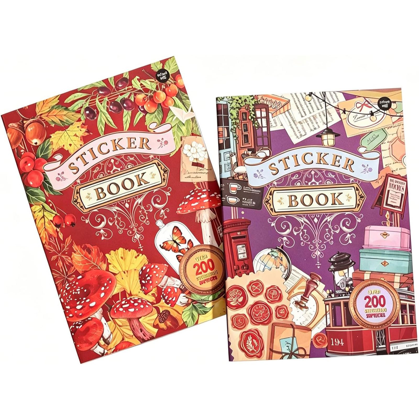 VelvetGlow Autumn & City Sticker Books, 2 Sets 40 Sheets, Scrapbook Supplies