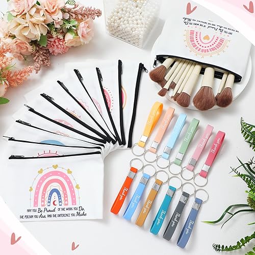 Miniatura 6 de Abbylike Paquete de 48 llaveros de goma de silicona con texto en inglés May You Be Proud of The Work, regalos de agradecimiento para mujer, bolsas