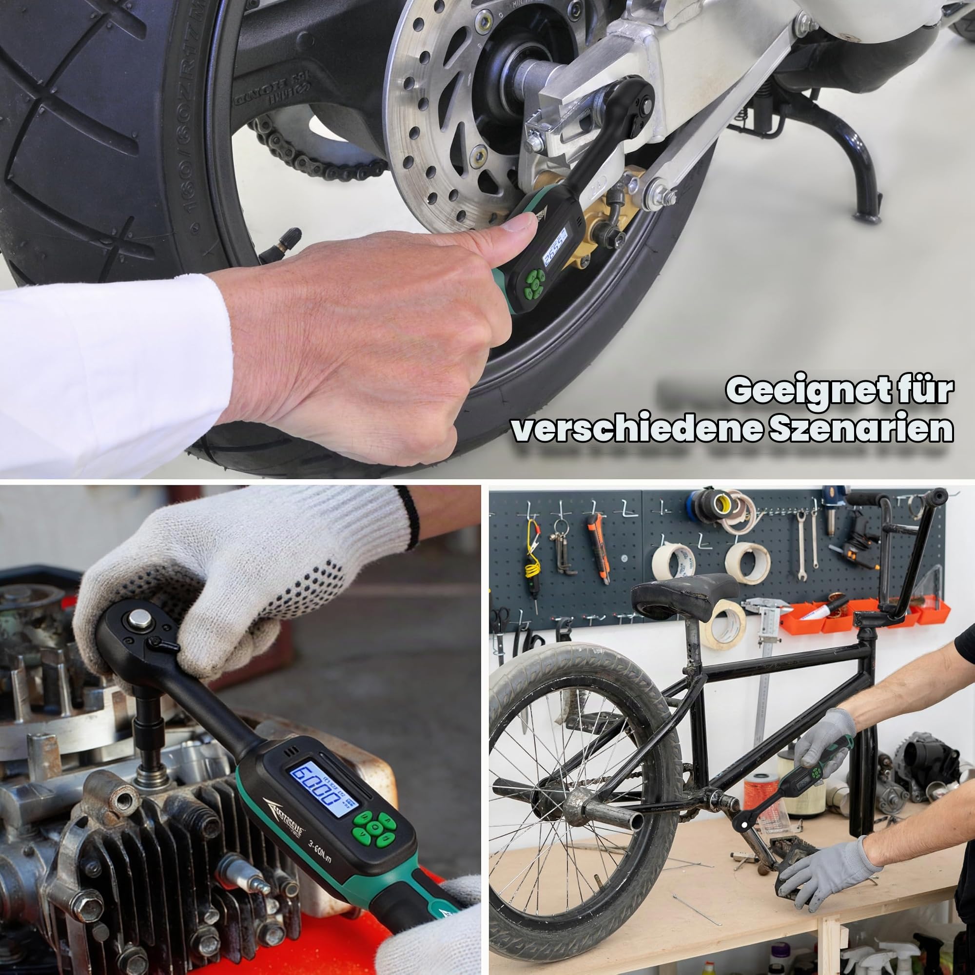 AEROFORCE Digitaler Drehmomentschlüssel - 3/8 Zoll Antrieb Elektrischer Drehmomentschlüssel (3-60Nm), mit bidirektionaler Ratsche, ±2% Genauigkeit, Summer- & LED-Alarmen, 4-Messeinheiten
