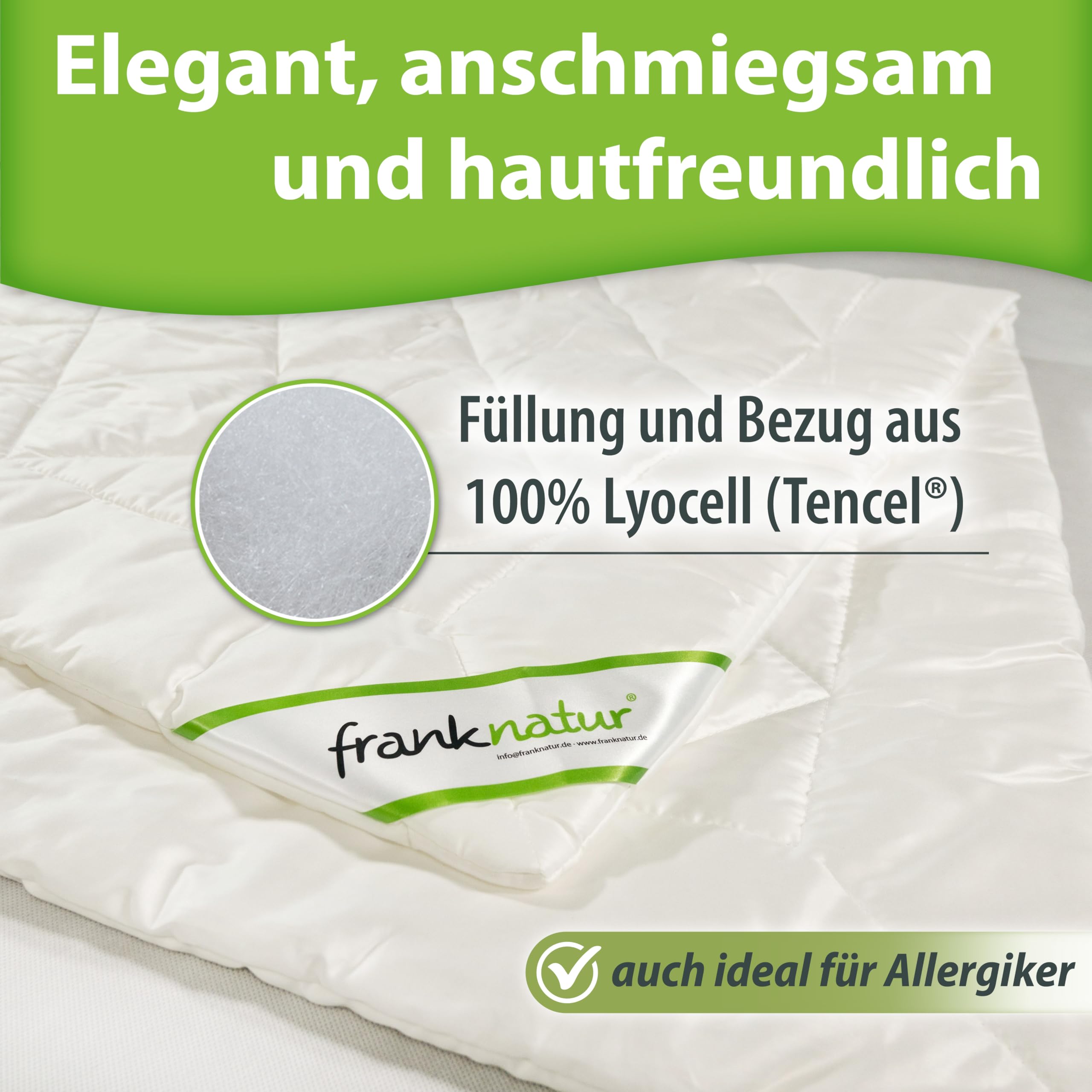 franknatur Sommerdecke Bettdecke 135x200 Lyocell Tencel Bezug Lyocell