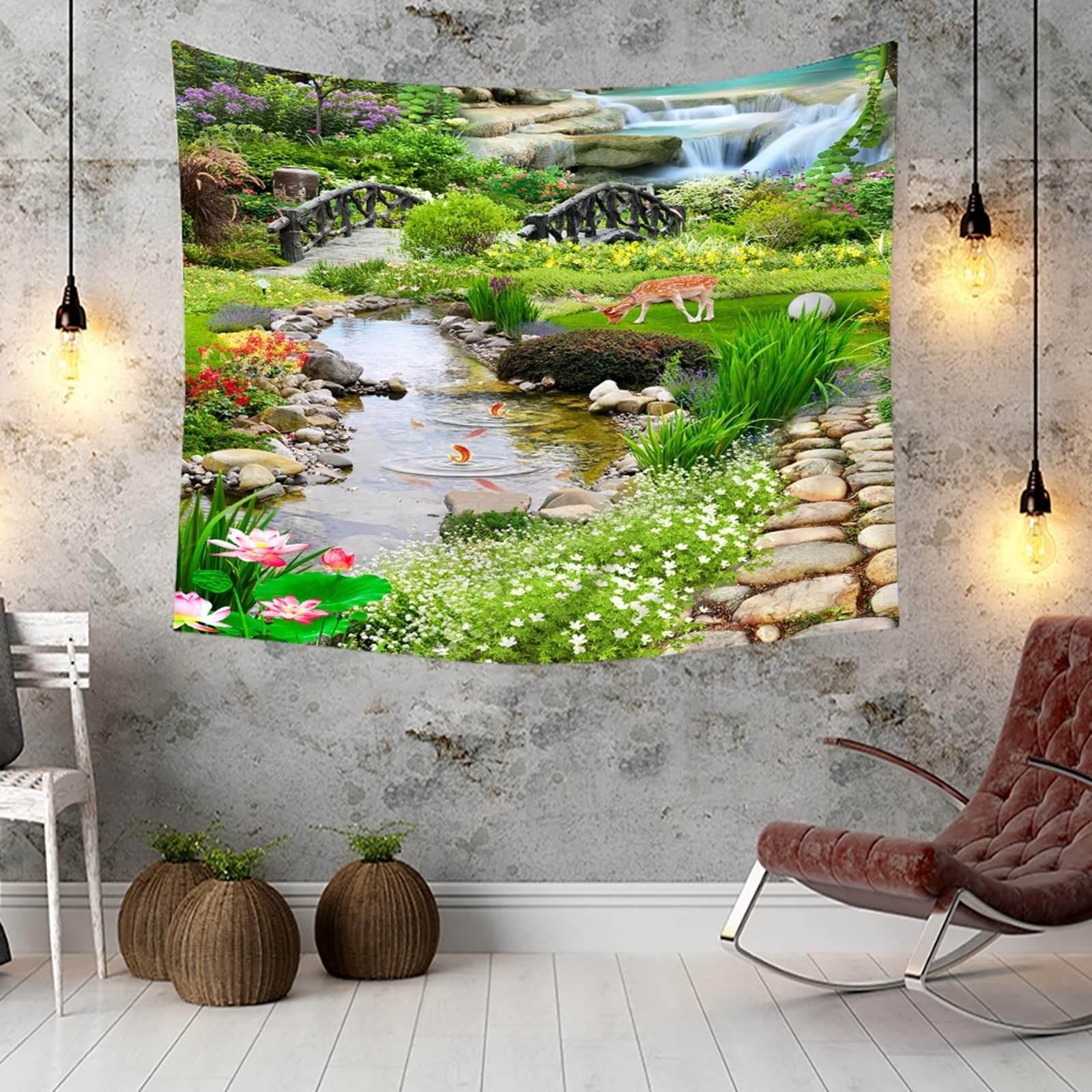 Tapiz de tela para decoración de pared, naturaleza, montaña, bosque, fantasía, multicolor, microfibra, 78.7 pulgadas de ancho x 78.7 pulgadas de alto (200 x 200 cm)