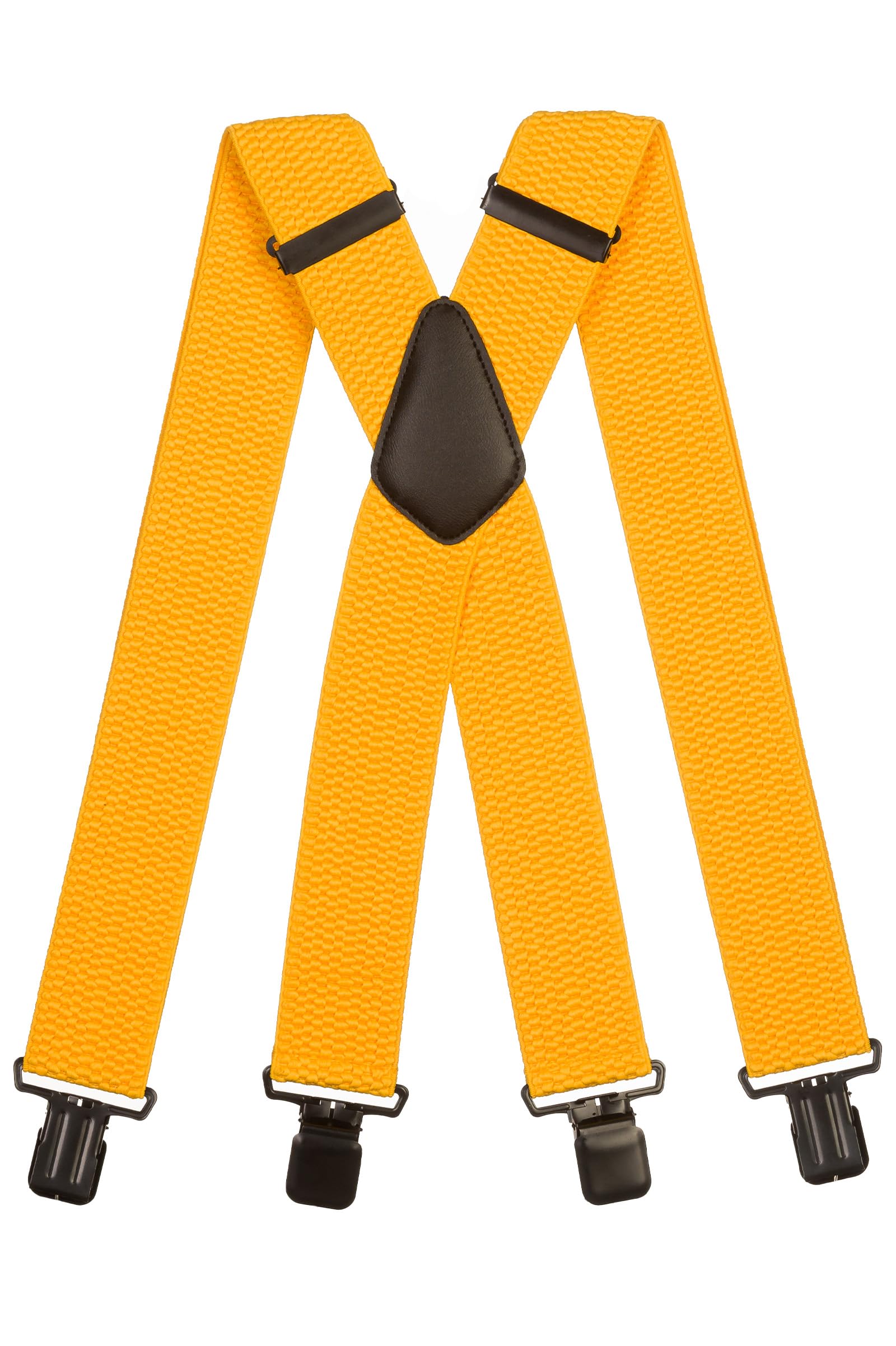 Olata Men's Extra Wide X-Shape Braces/Suspenders - 5cm. Yellow (Black Clips)