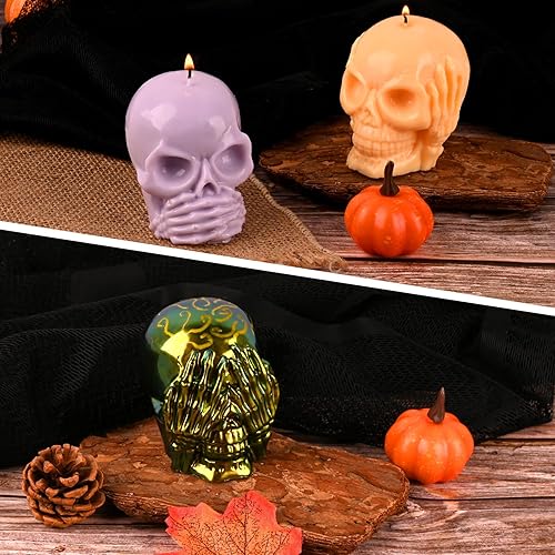 Miniatura 9 de Sakolla Moldes de silicona para jabón  Hear-no, Speak-no, See-no 3 moldes de calavera, moldes de silicona grandes para jabón casero de Halloween