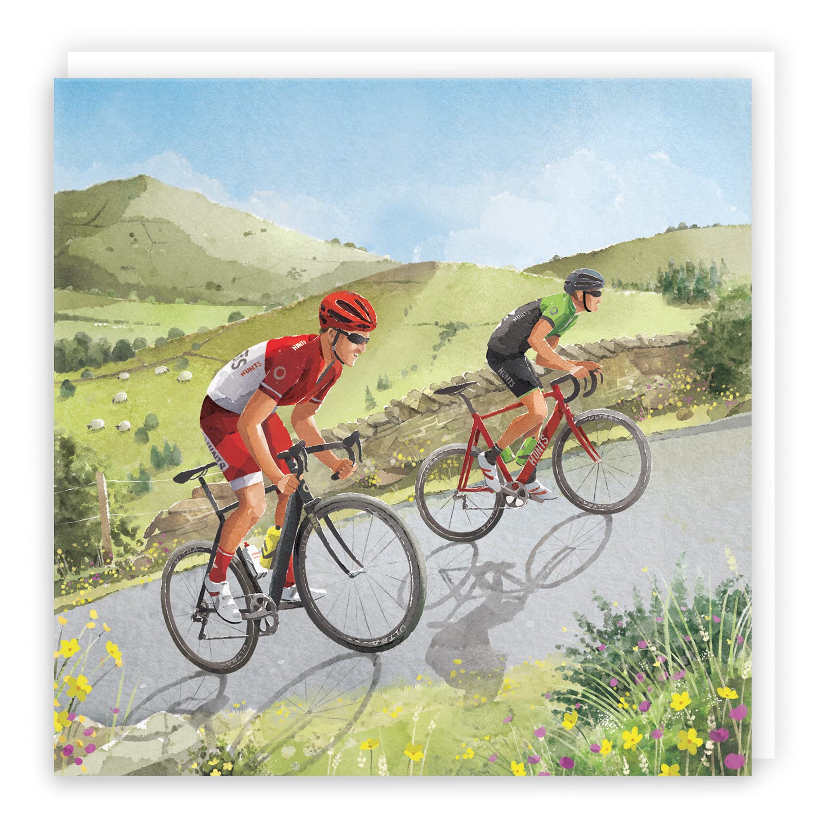Hunts England, Road Cycling Blank Card For Him, Hill Climb, Road Bikes, Milo's, Fun, Cycling Any Occasion Card