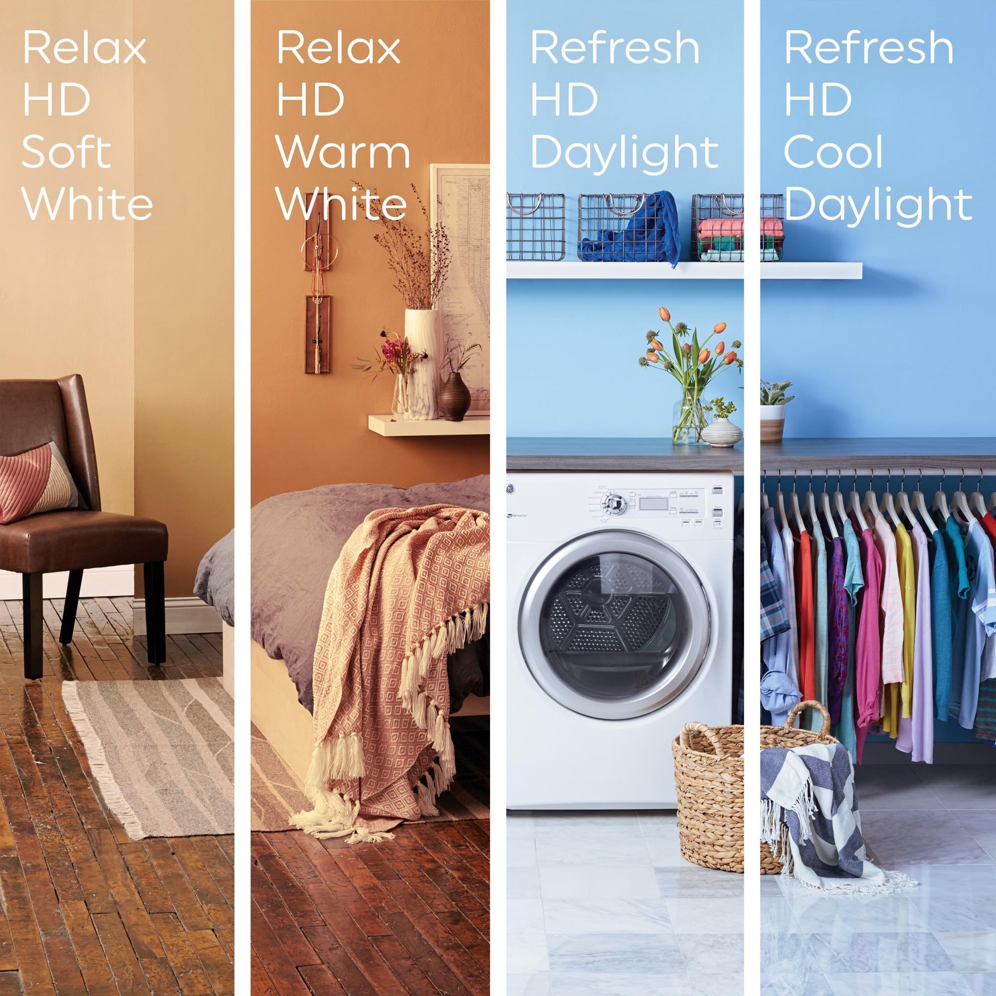 GE Relax HD LED Light Bulbs, A19 Soft White Light Bulbs, Dimmable LED Bulbs for Bedrooms, Family Rooms, Dining Rooms, and Entryways, 60-Watt Equivalent - Energy Efficient (24 Pack)