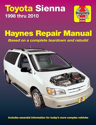 Toyota Sienna (98-10) Haynes Repair Manual (Does not include information specific to all-wheel drive models. Includes thorough vehicle coverage apart from the specific exclusion noted)