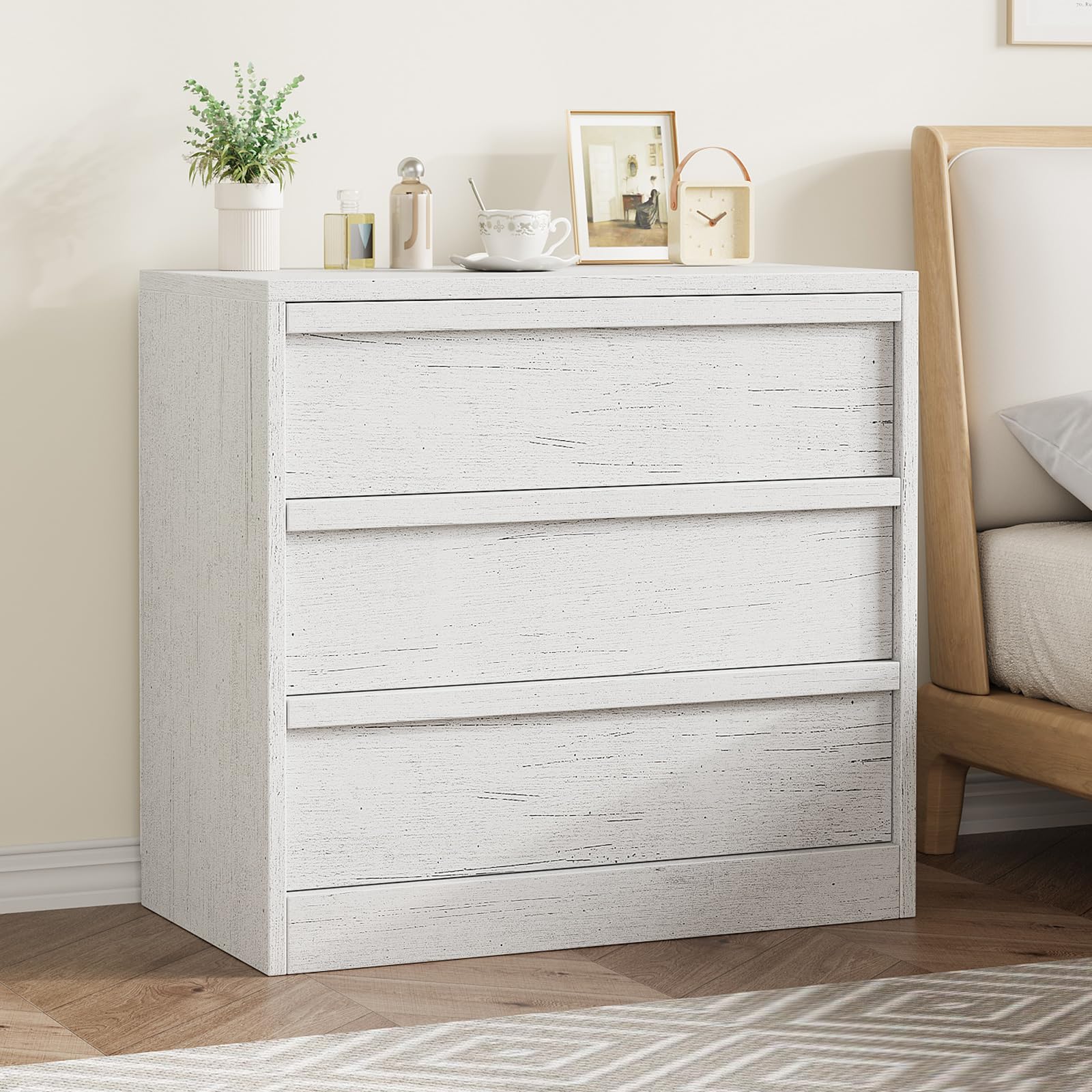 IDEALHOUSE 3 Drawer Nightstand for Bedroom, 30in Tall Small End Side Table with Large Storage & Anti-Tip Design, Modern Bedside Table Organizer for