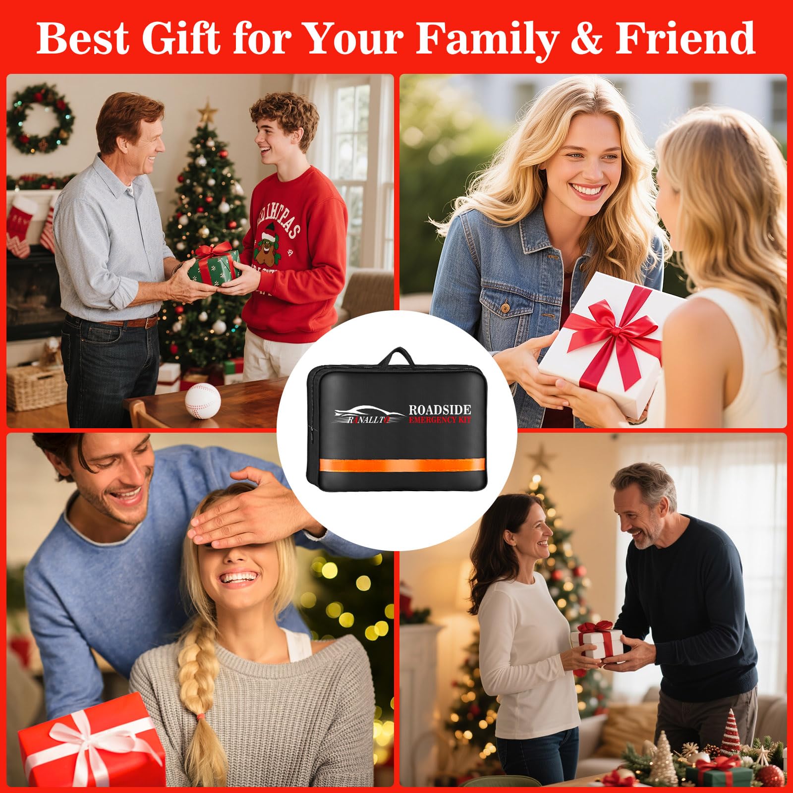 Car Emergency Roadside Kit,Vehicles Truck Road Side Safety Tool Kit with Air Compressor,Women Men Auto Winter Essentials Assistance Survival Kit with Jumper Cables First Aid Kit Blanket Shovel