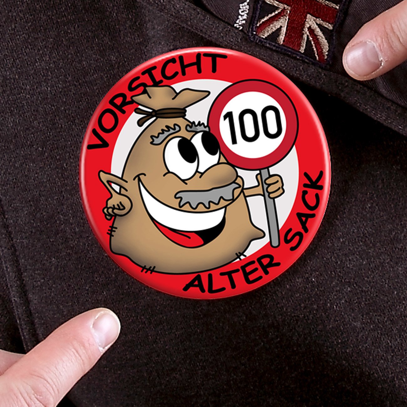 Riesen Button 'Alter Sack' Zum 40. Geburtstag – 10 Cm, Witziges Geschenk