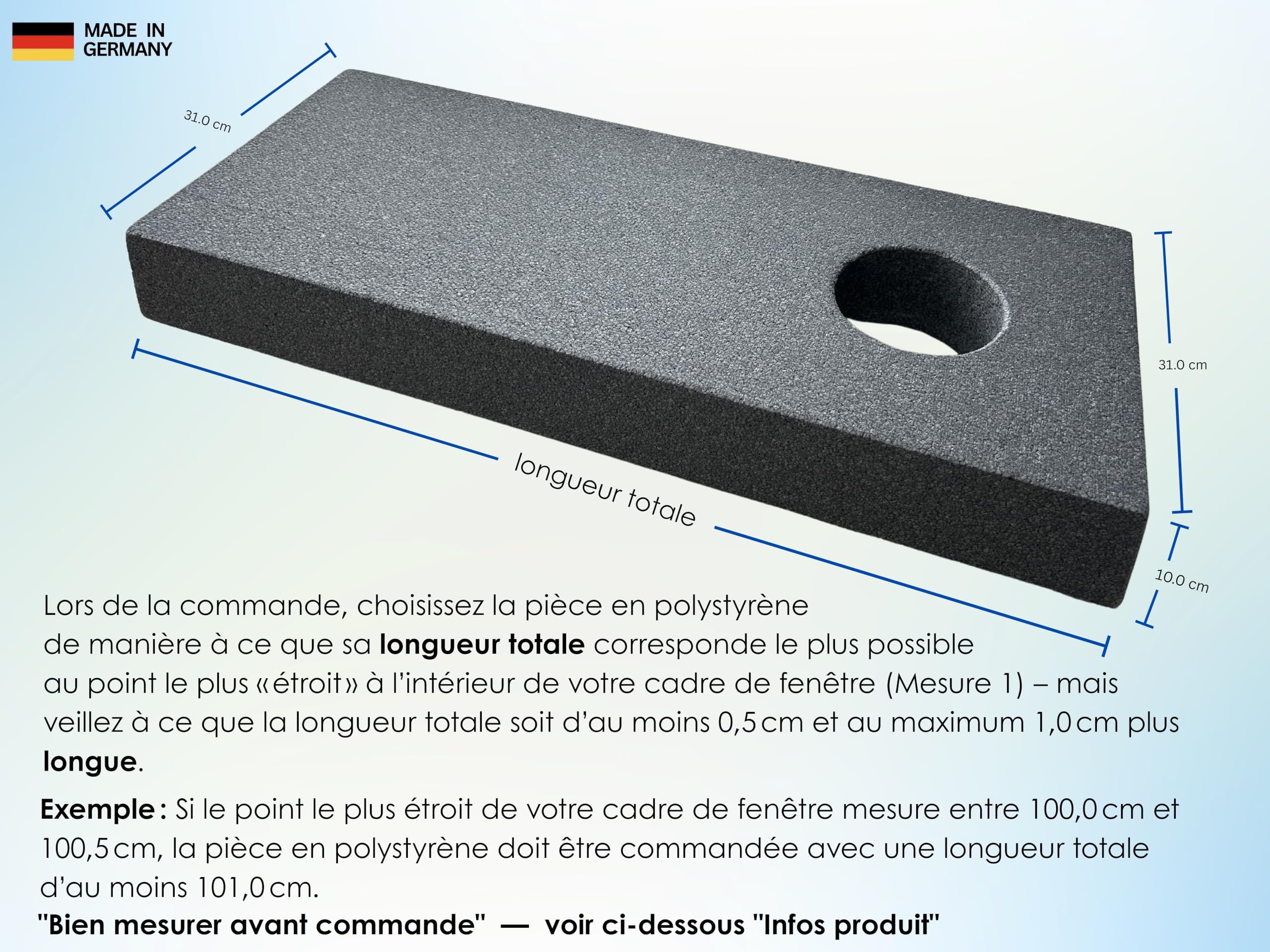 Joint de fenêtre 30–249 cm pour climatiseur mobile et sèche-linge à évacuation, également pour portes – montage rapide sans percer/coller – joint de climatisation [70 cm]