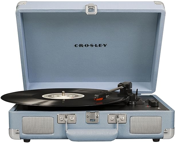 Crosley CR8005F-TN Cruiser Plus Vintage 3-Speed Bluetooth in/Out Suitcase Vinyl Record Player Turntable, Tourmaline