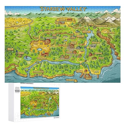 Stardew Valley Map Jigsaw Puzzle for Adult 1000 Piece Puzzle for Kids & Teens & Elder Family Challenge Puzzles Gift of Mother's Day The Pieces Fit Together Perfectly 29.5"x19.7"