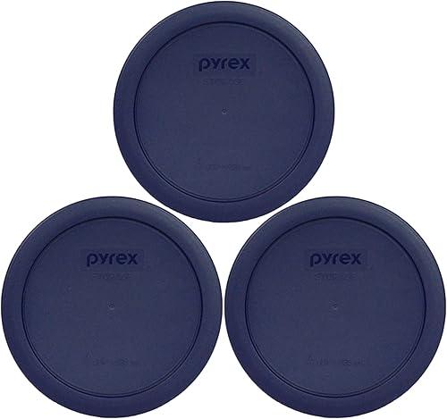 Almacenamiento 4 copas redondas Pyrex cobertoras para cuencos de vidrio, Azul