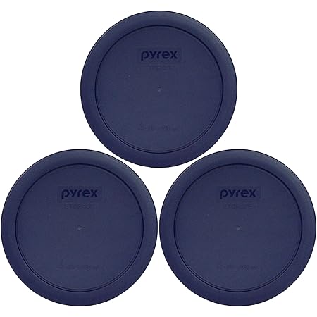 Pyrex (2) 7202-PC 1-Cup, (2) 7200-PC 2-Cup, &amp; (2) 7201-PC 4-Cup Blue Food Storage Replacement Lids - Made In USA