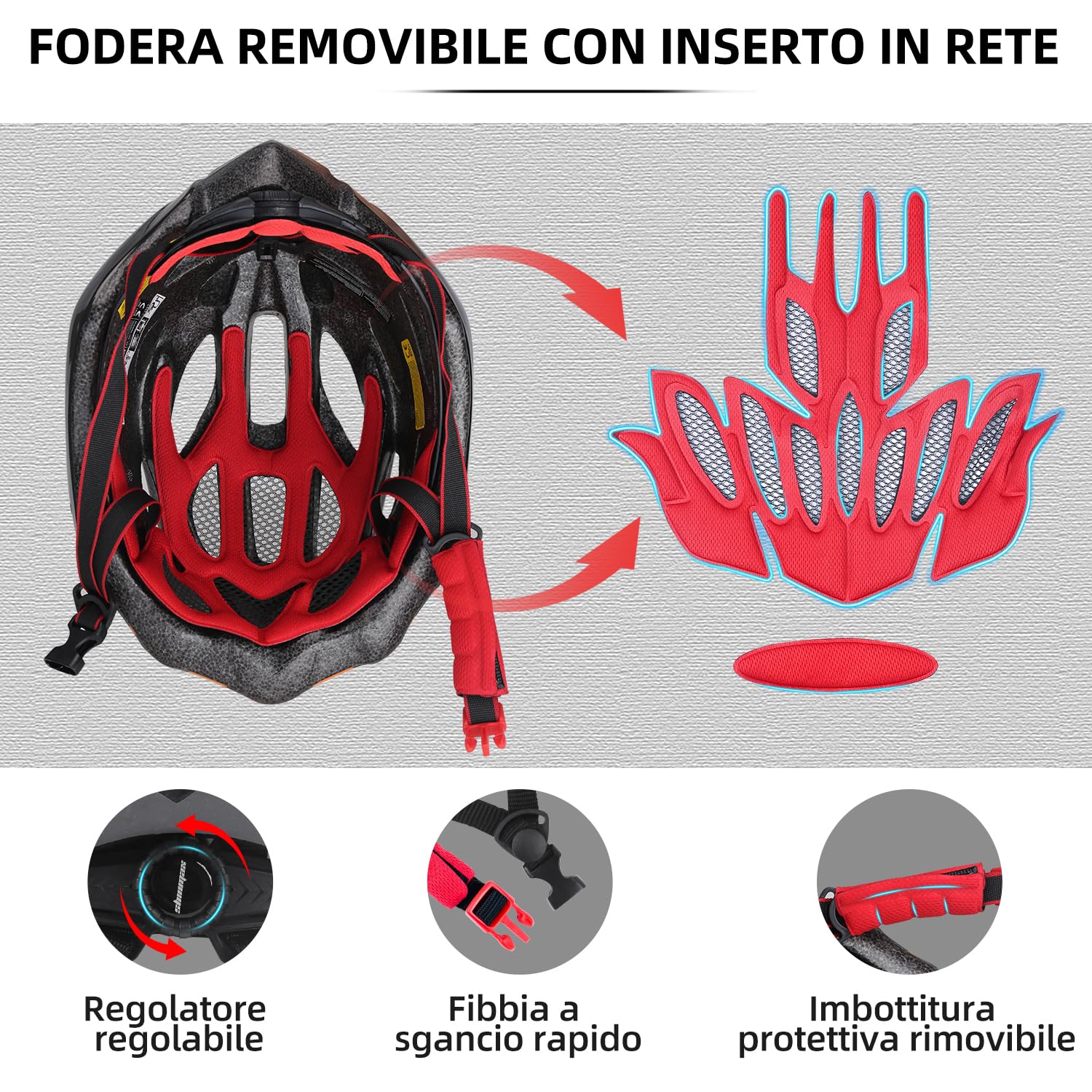 Caschi da Bici per Uomo e Donna, KINGLEAD Casco da Bici MTB con Occhiali Magnetici e Luce USB Ricaricabile, Casco da Corsa per Mountain Bike Regolabile con Strisce Riflettenti