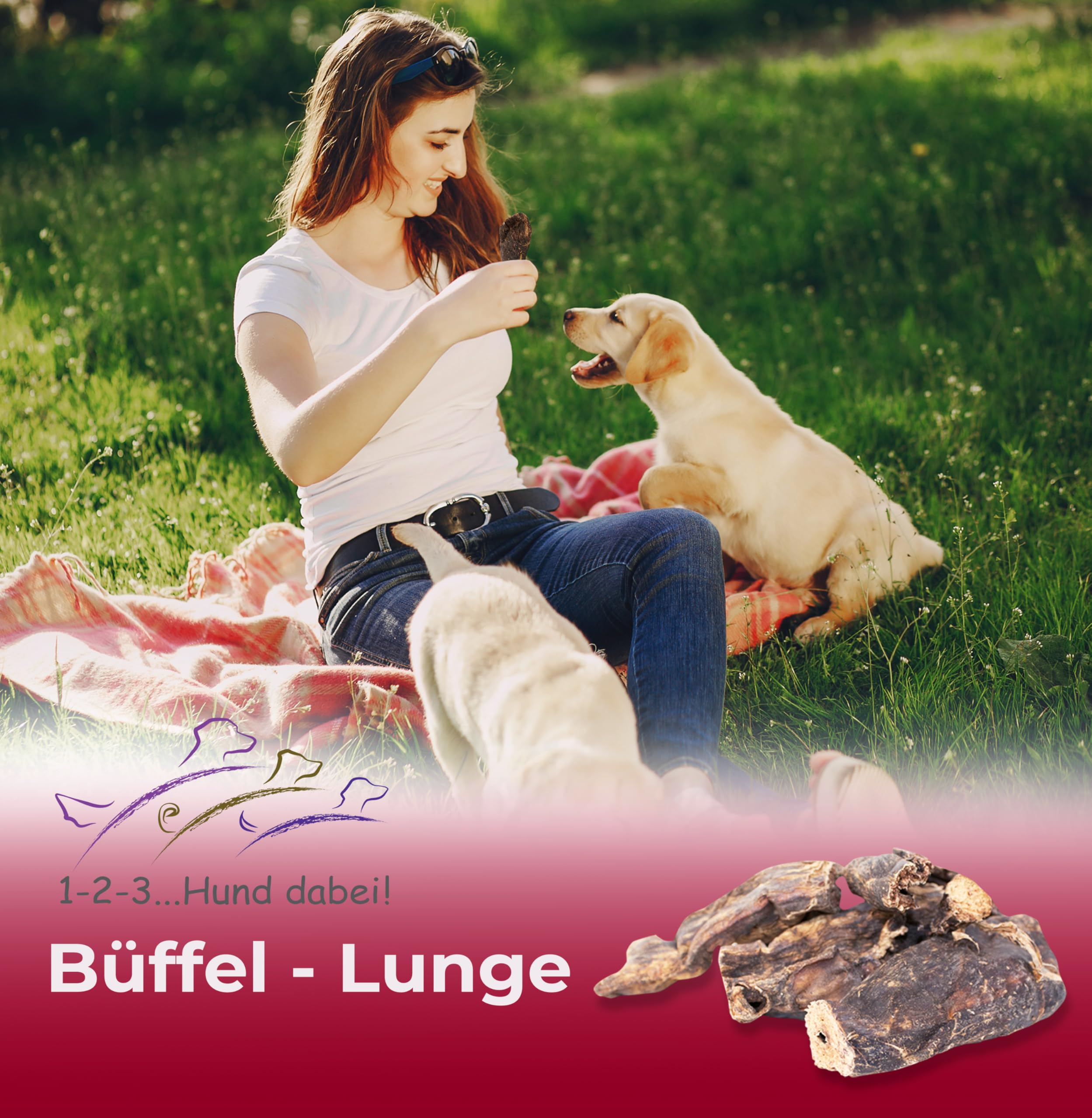 123...Hund dabei! - Büffel-Lunge 3kg, Rinderlunge XXL-Pack, fettarm, getrocknetes Rindfleisch, schonend getrocknet, Kauartikel vom Rind (Rinderlunge)