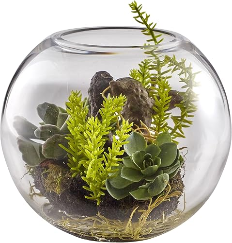 Miniatura 2 de Nearly Natural 4564 Mix - Jardín de suculentas con jarrón de vidrio