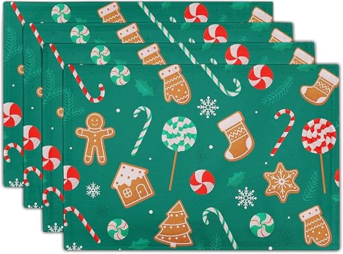 Miniatura 11 de Juego de 4 manteles individuales de hojas de primavera de 12 x 18 pulgadas, diseño de hojas de eucalipto, color negro y blanco, cuadriculado, para