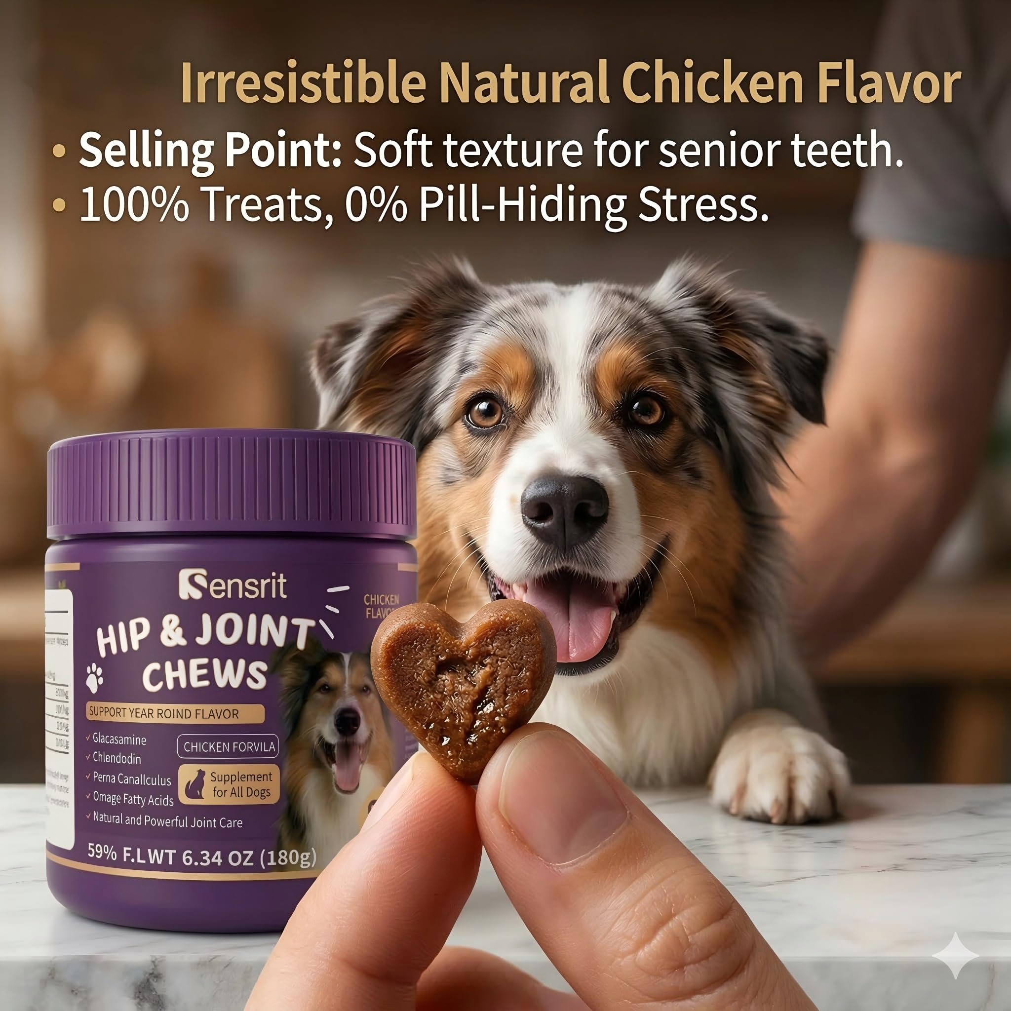 Dog Joint Supplement 90 Soft Chews with 80mg Salmon Oil 64mg Curcumin Glucosamine MSM and Chondroitin for Senior Dog Hip and Joint Support Advanced Mobility Bites Chicken Flavor. - image 3