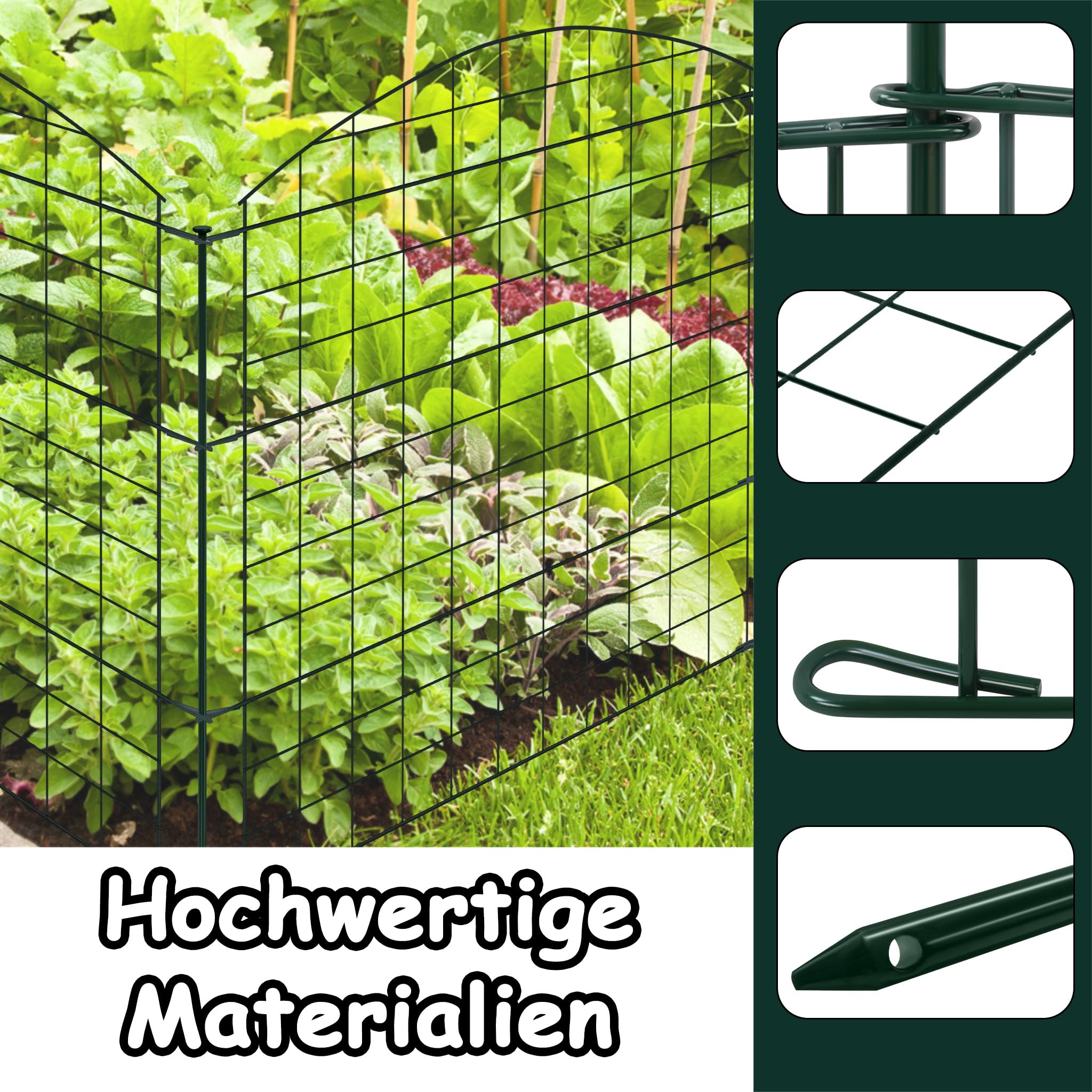 NAIZY Teichzaun Metall Gartenzaun Komplettset 10pcs Zaun Steckzaun inkl. 12 Befestigungsstäben Zaunelemente Freigehege Absperrzaun für Garten Tier Hunde (Type A)
