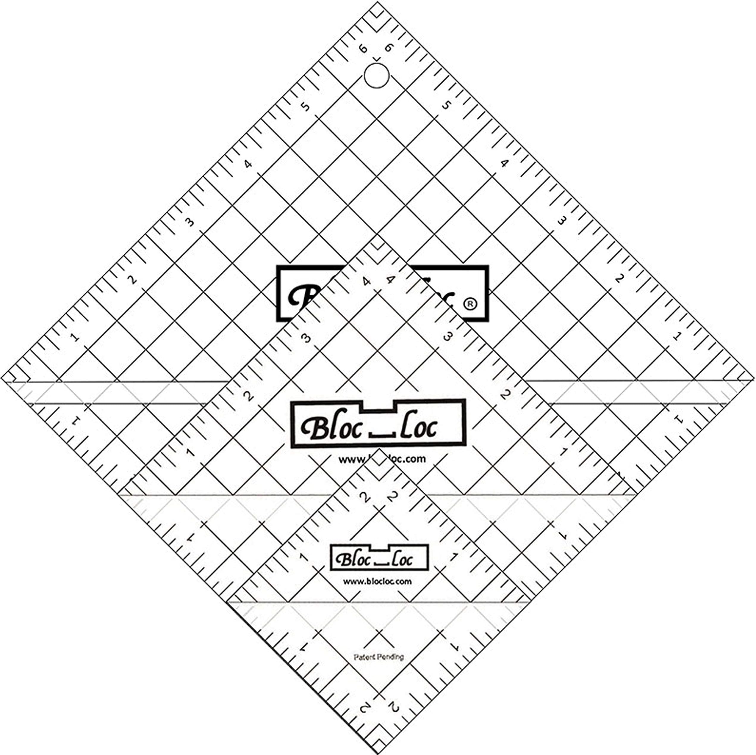 Bloc Loc Half Square Triangle Ruler Set 5.1cm - 6.4cm 11cm,17cm, Acrylic Ruler