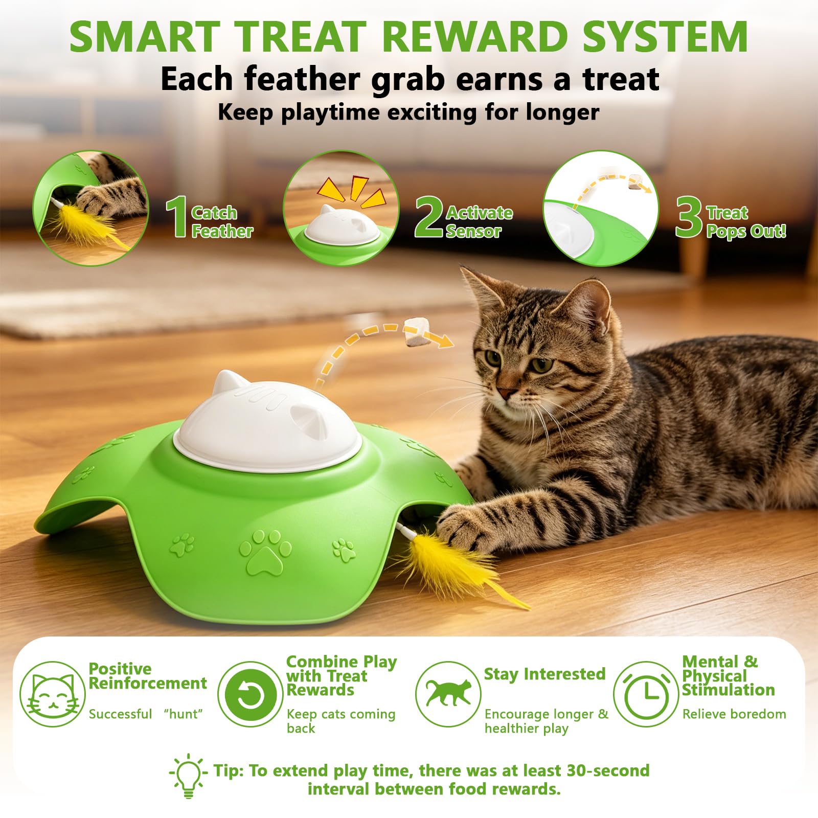Hide and Seek Katzenspielzeug, Automatische Leckerli-Belohnung, Interaktives Katzenspielzeug für Indoor-Katzen, Motion Touch Aktiviertes Elektronisches Katzenspielzeug, Silikon Wiederaufladbare
