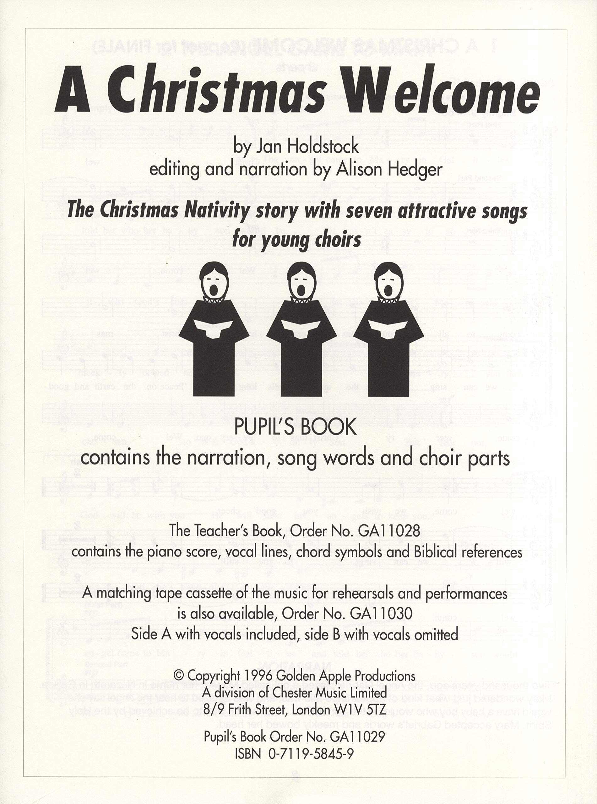 Jan Holdstock: A Christmas Welcome (Pupil's Book). For melody line, text and chords