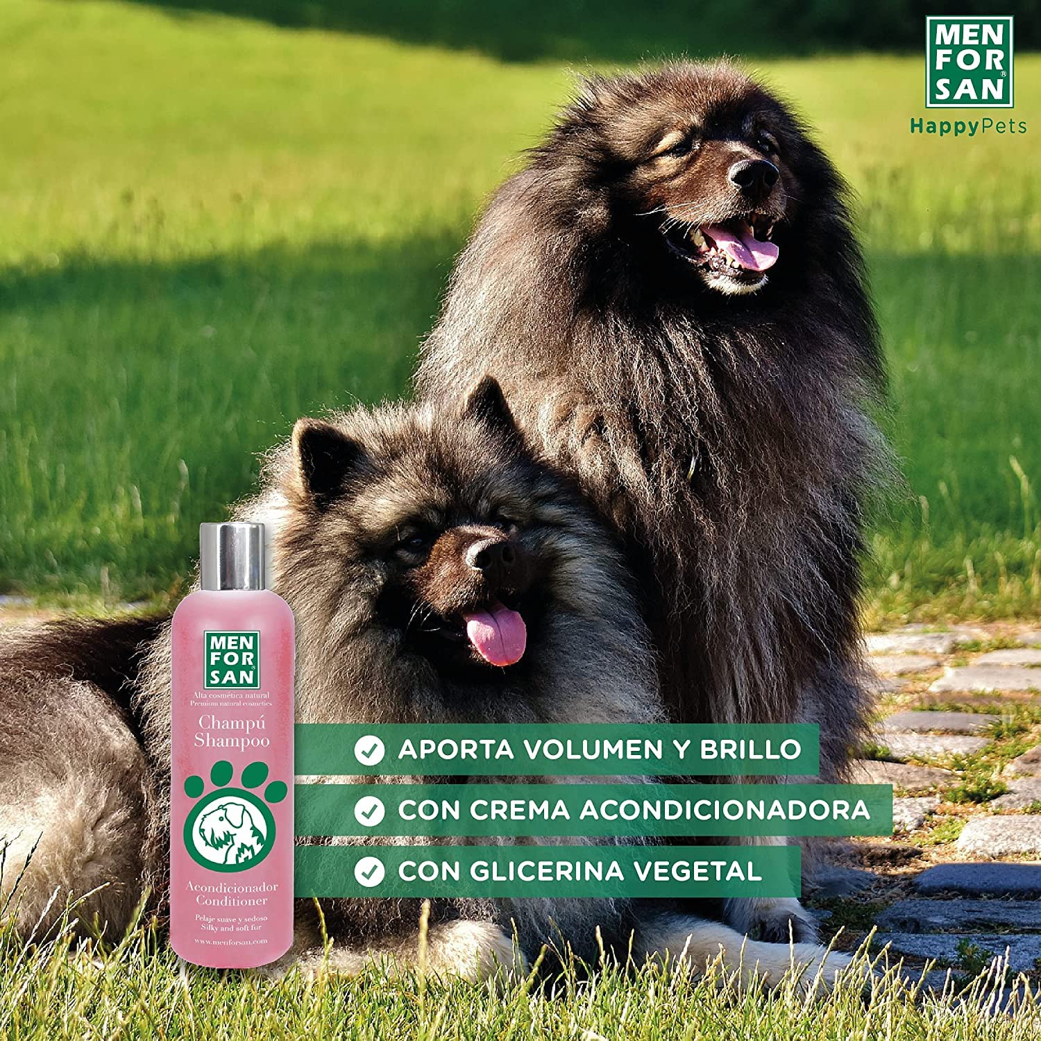 Menforsan champú Acondicionador 300ml | ph Neutro | colágeno Natural | glicerina Vegetal | desenreda el Pelaje | Fragancia de Fresa