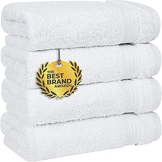 Cotton Paradise 100% Cotton Turkish Towel Set, Soft Absorbent Quick Dry, 4 Piece Hand Towel Set, Snow White