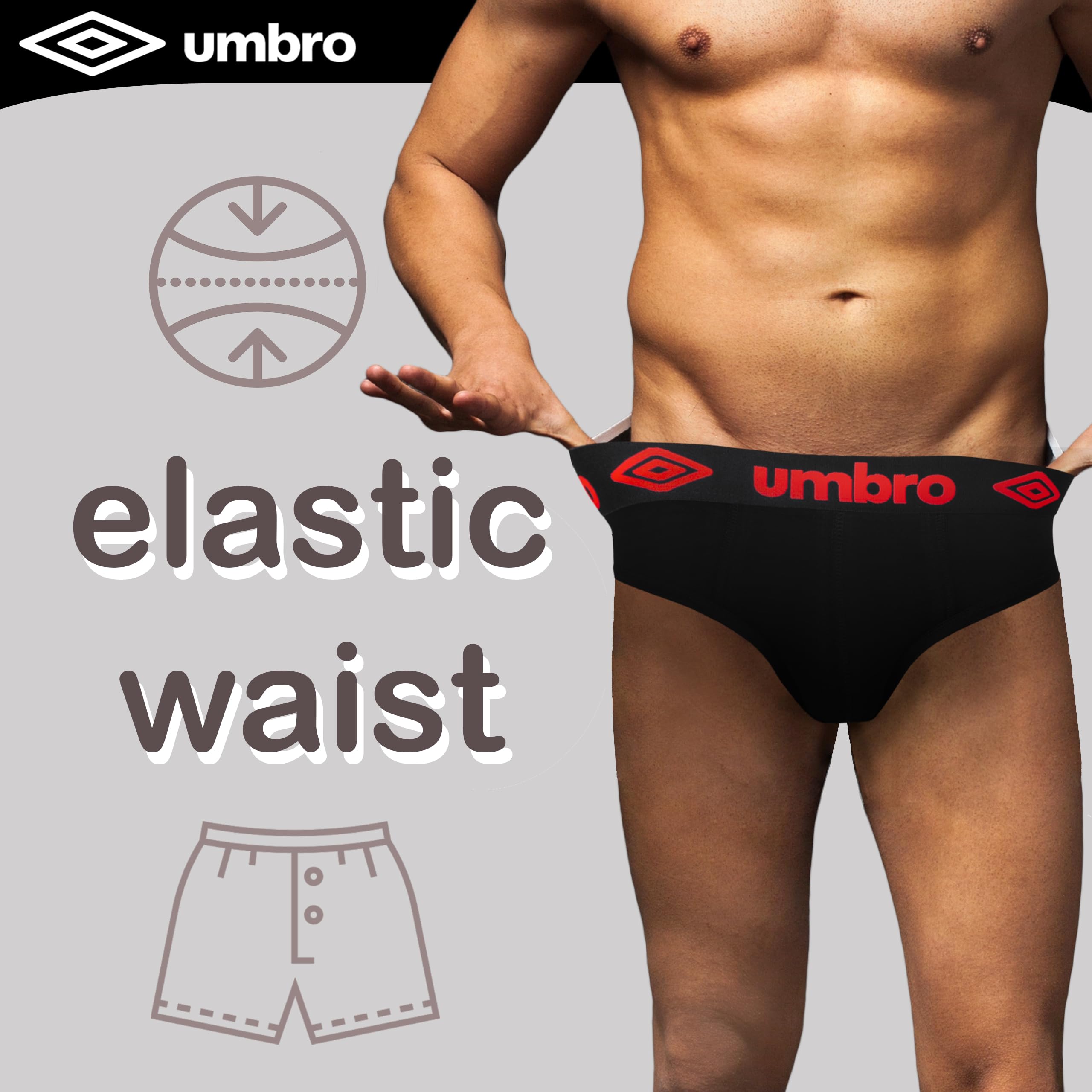 Umbro Mutande Uomo Cotone 8 Pezzi M, L, XL, XXL | Slip Uomo in Cotone Elasticizzato, Traspirante | Intimo Maschil | Sportivi