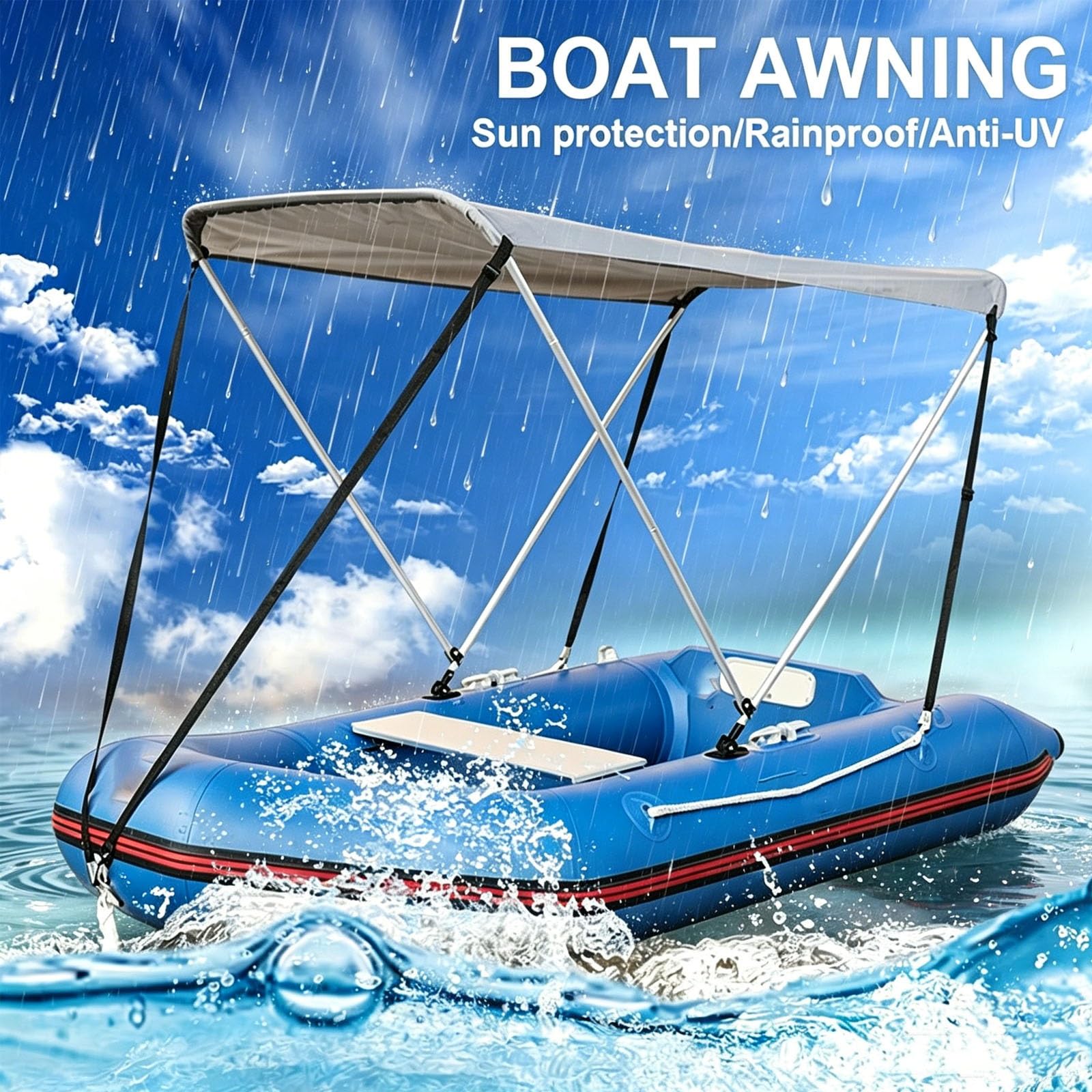 Estensione Tendalino Barca, Tendalino Gommone con Borsa per Il Trasporto, Ideale per Gommoni, Canoe e Barche Bowrider