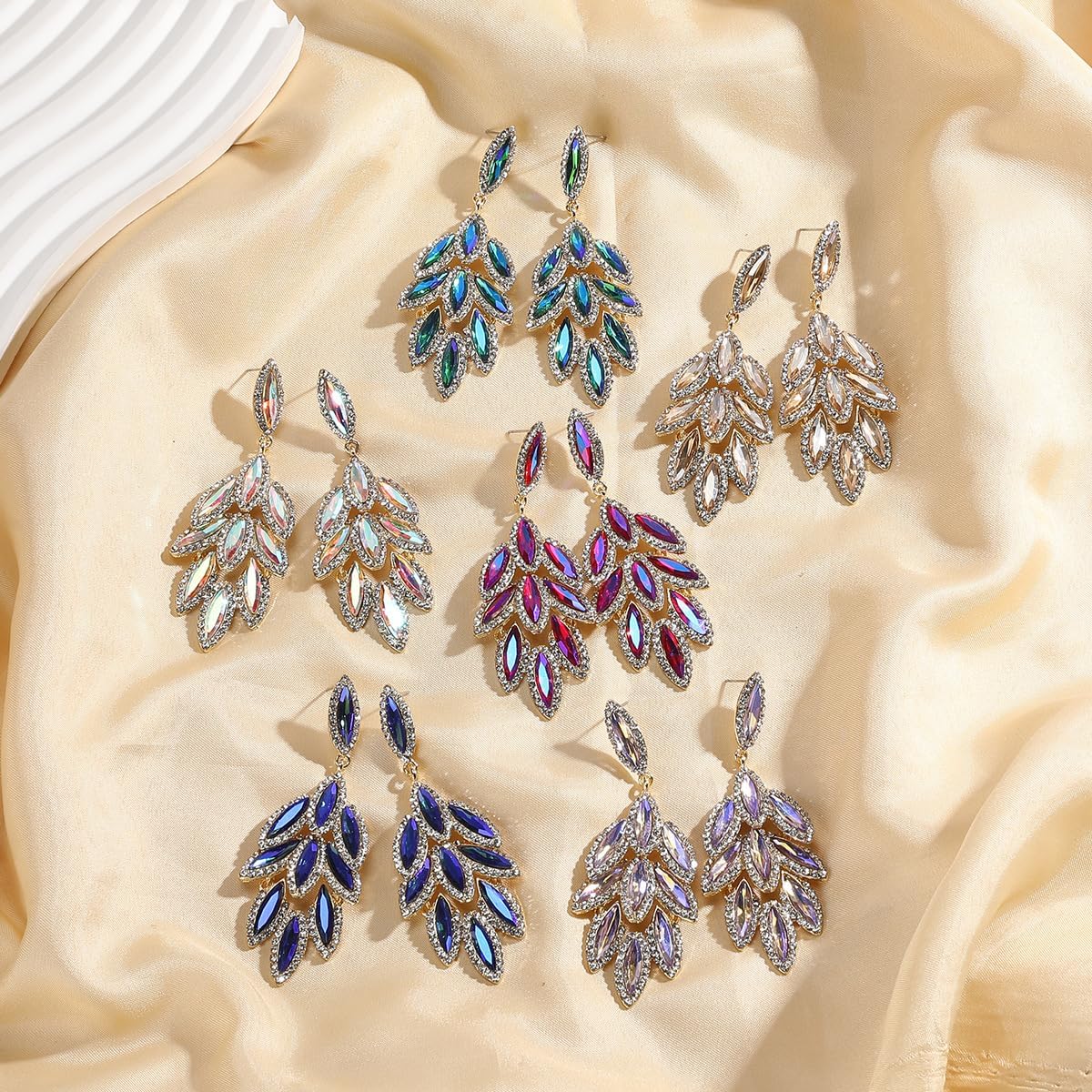 Austrian Crystal Dangle Oversized Earrings for Women 14K Glod Plated Jewelry - Image 6