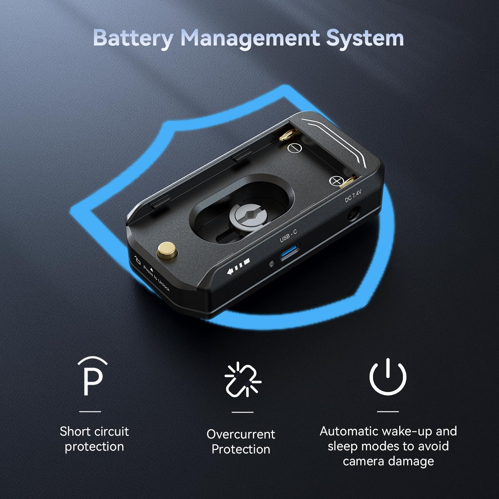 SMALLRIG NP-F Battery Adapter Mount Plate with NP-FZ100 Dummy Battery, do A7R V, A7 IV, A7S III, A7C II, A7CR, z Portem USB-C i Podwójnymi Wyjściami DC Kompatybilna z NP-F970, NP-F550, NP-F770-4341