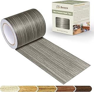 Besezx Wood Grain Tape, 2.4" X15', Self Adhesive Wood Grain Repair Patch for Tables, Chairs, DIY,Baseboards, Doors, Windows, Floors and Furniture Renovation.(Gray)