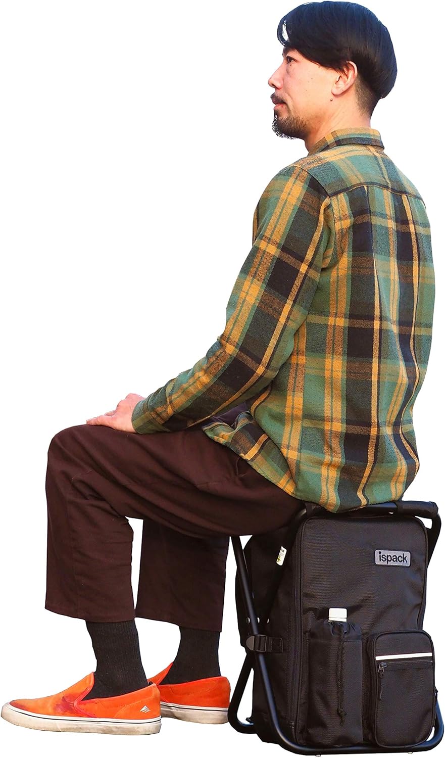 [ イスパック ] アウトドア 椅子付き リュック 2WAY ペットボトルポケット付き HQ-PLUS ブラック