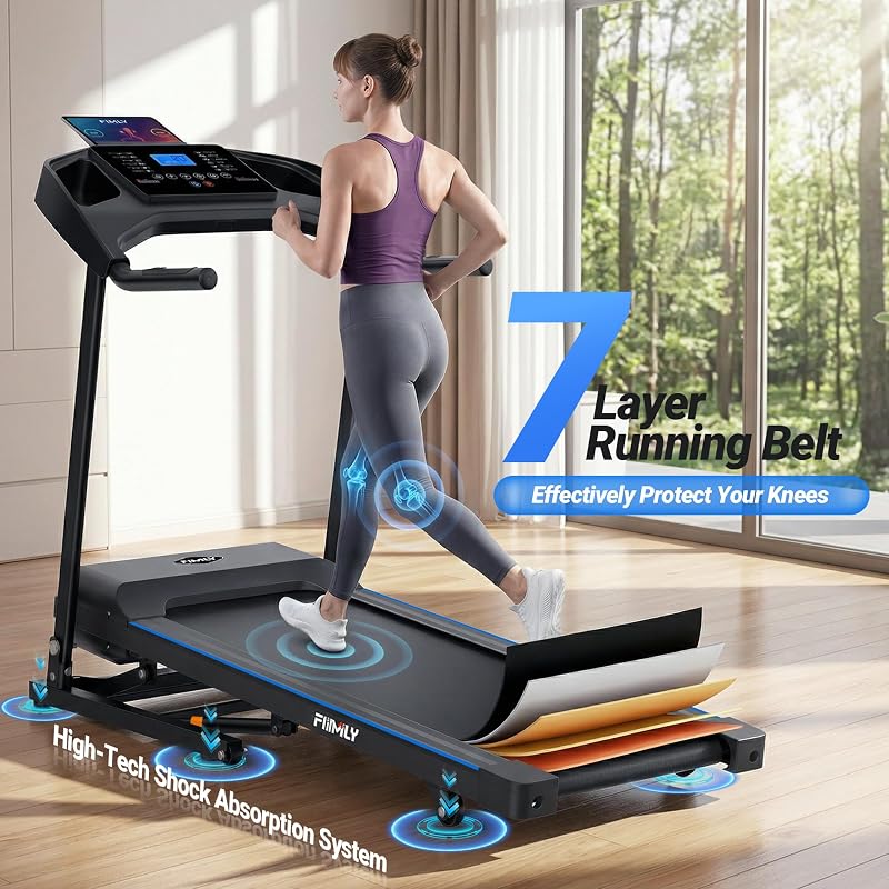 Treadmill with 20% Auto Incline, FUNMILY 4.5HP Heavy Duty Treadmill for Home, 400 lb Weight Capacity Folding Running Machine, Smart Data Monitoring/Shock Absorption/Large LED Display image 5