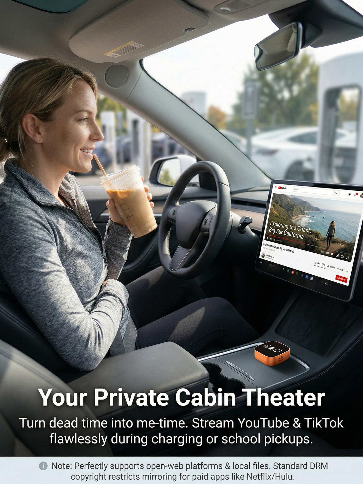 Adattatore auto Android wireless CarPlay 4 in 1 - AirPlay & Miracast Media Hub - Senza soluzione di continuità per famiglie miste - Bassa latenza da 5,8 GHz e connessione automatica - Solo