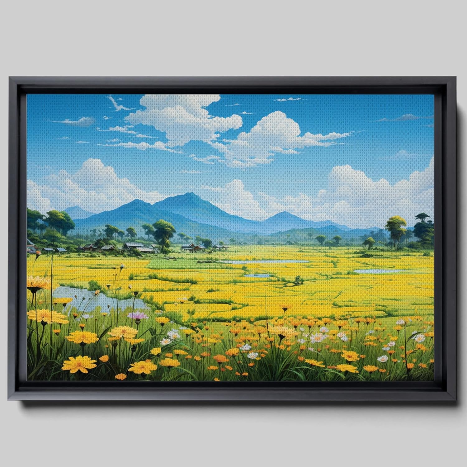 Amazon.com: Rice harvest landscape print with realistic details, golden ...