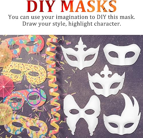 Miniatura 4 de 40 Pack Paper Mardi Gras Mask Plain White Masquerade Mask DIY Half Face Paper Masquerade Masks For Women Men Adults Costume Party Art Crafting