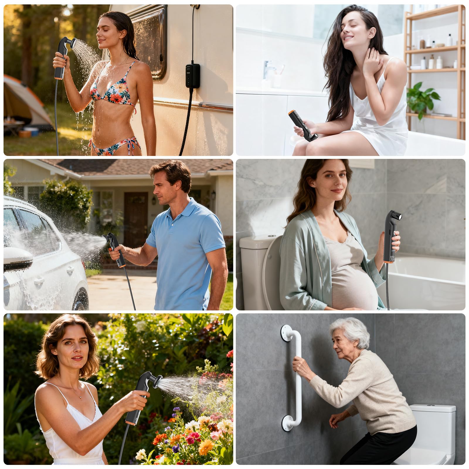 Tragbar Po Dusche Elektrisches Bidet, 2.5L Wassertank für Reise Outdoor & Wandern, ersetzt Feuchtes Toilettenpapier, ideal für Männer, Frauen, Schwangerschaft & Reisen,Duschbrause