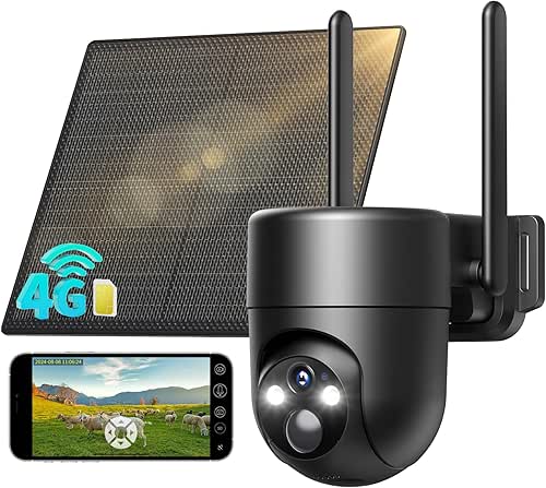 SEHMUA 4G LTE Cámara de Vigilancia Exterior con Panel Solar,
