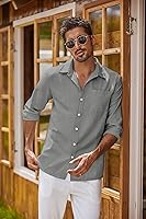 Vista 7 de COOFANDY Camisa Oxford de manga larga con botones para hombre, camisas de vestir de ajuste regular