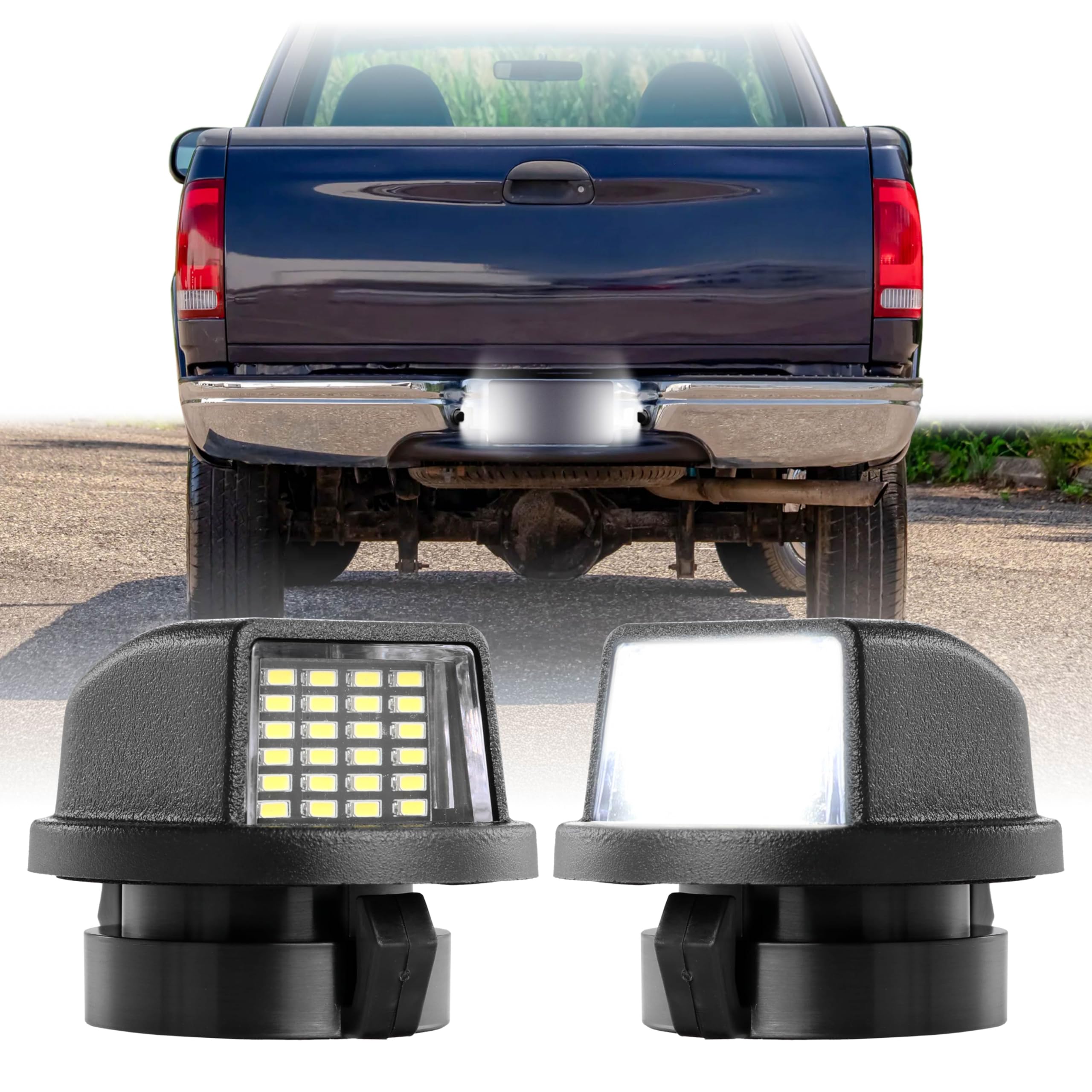 USR 90-16 F-250 Super Duty Pickup LED License Plate Light – Rear Frame Lamps (Left + Right) Pair - Compatible with 1990-2016 Ford F250 / F350 SuperDuty Pick Up Truck (WHITE LED 6000K UPGRADE)