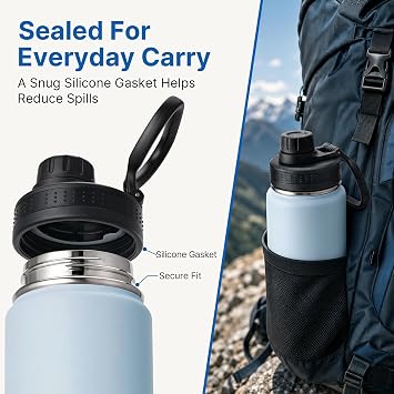 Spout Replacement Lid for Hydrapeak Wide Mouth Water Bottle 14 26 32 40 50 Oz, Chug Lid with Flexible Handle, Leak-Proof & BPA-Free