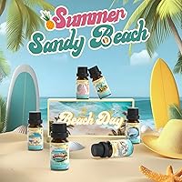 Vista 6 de SALUBRITO Set de aceites aromáticos de playa, aceites esenciales de verano para difusor, vela, fabricación de jabón, brisa playera, sal marina, isla