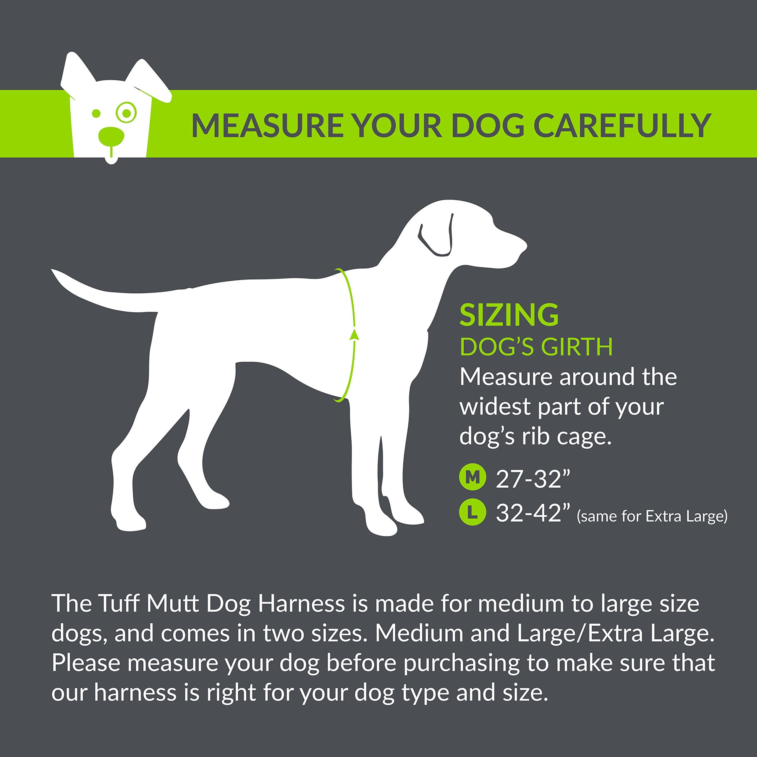 Tuff Mutt - Easy On/Easy Off Dog Harness, Medium & Large Breeds, Walk, Run & Hike Confidence, Stay Safe Bright Reflective Stitching, Two Secure Attachment Points