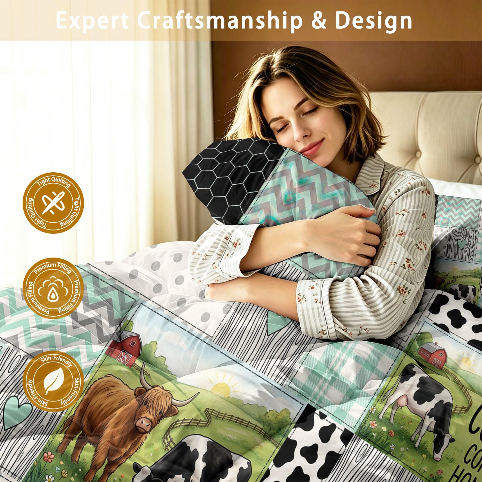 Couette Réversible Ferme Patchwork Couette 4 Saisons 220x240 cm