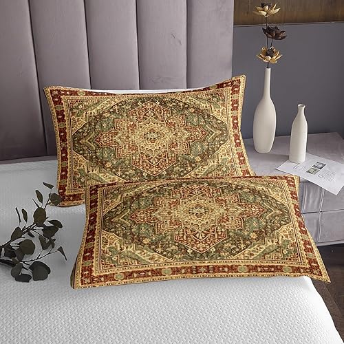 Miniatura 3 de Erosebridal Juego de ropa de cama oriental tamaño King, vintage, juego de colcha persa terracota, juego de colcha estética hippie, juegos de cama de